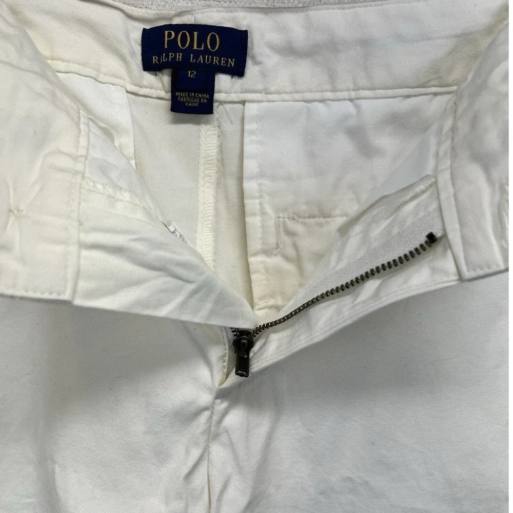 Polo Ralph Lauren‎ Chino Shorts Kids Size 12 White Nevis Cotton Pony Logo NWT